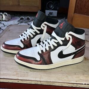 Jordan Black, Rd, and White Sneakers High-Top Design